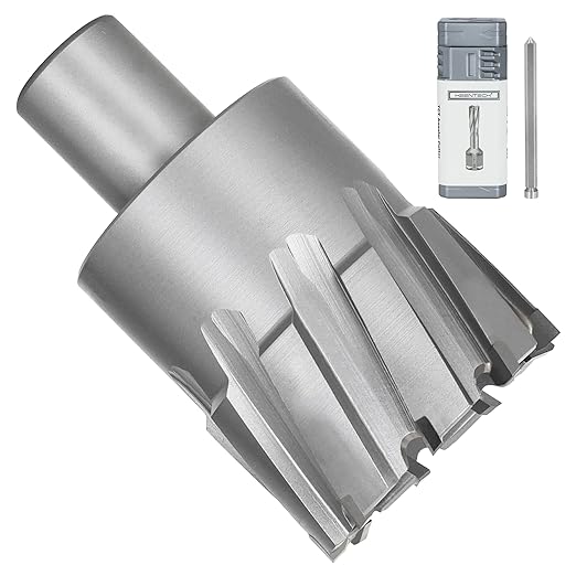KEENTECH Carbide-Tipped Annular Cutter, 1-3/4" Diameter x 1-3/8" Depth, 3/4" Weldon Shank (2 Flat), High Speed Cutting TCT Mag Drill Bit with Pilot Pin for Harder Material, Stainless Steel, Cast Iron