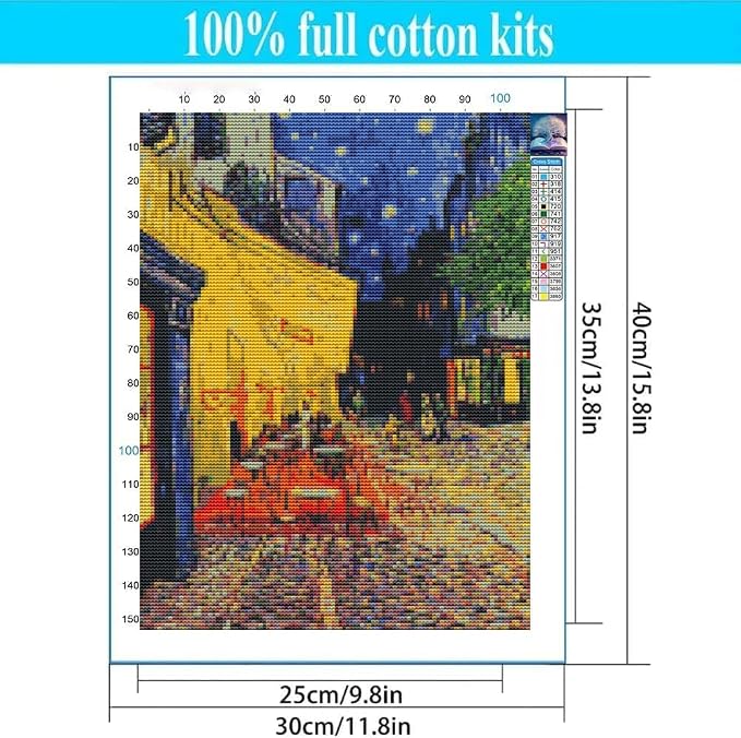 4 Pack Starry Night of Van Gogh Stamped Cross Stitch Kits - Image 5