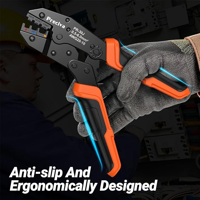 Preciva Crimping Tool Kit for Insulated Wire Connectors, AWG20-10 Ratcheting Wire Terminal Crimper with 400Pcs Insulated Connectors