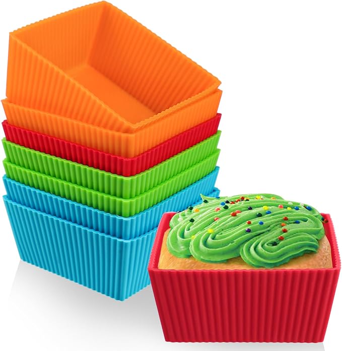 Webake 3.5 Inch Jumbo Baking Cups Reusable Silicone Square Cupcake Liners - Image 8