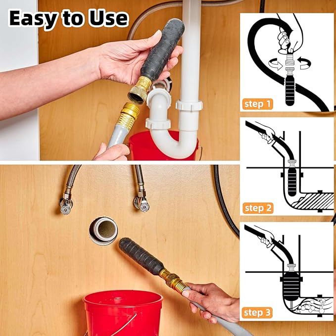 Drain Cleaning Bladder for 1-2 Inch Pipes Powerful Blockage Removal in Kitchen Bathroom Bathtub Swimming Pool and Sewer Lines Using Water Pressure
