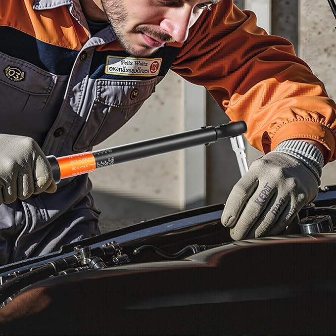 VEVOR 3/8 Inch Drive Torque Wrench, 10-100 ft.lb/13.6-135.6 Nm, Dual-Direction Adjustable Click Torque Wrench with 1/2 & 1/4 adapter, 3" Extension Bar, for Automobile Repair