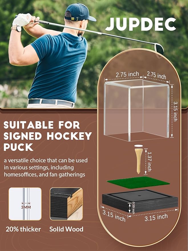 JupDec Golf Ball Display Case Clear Acrylic Memorabilia Stand Cube Holder - Image 4