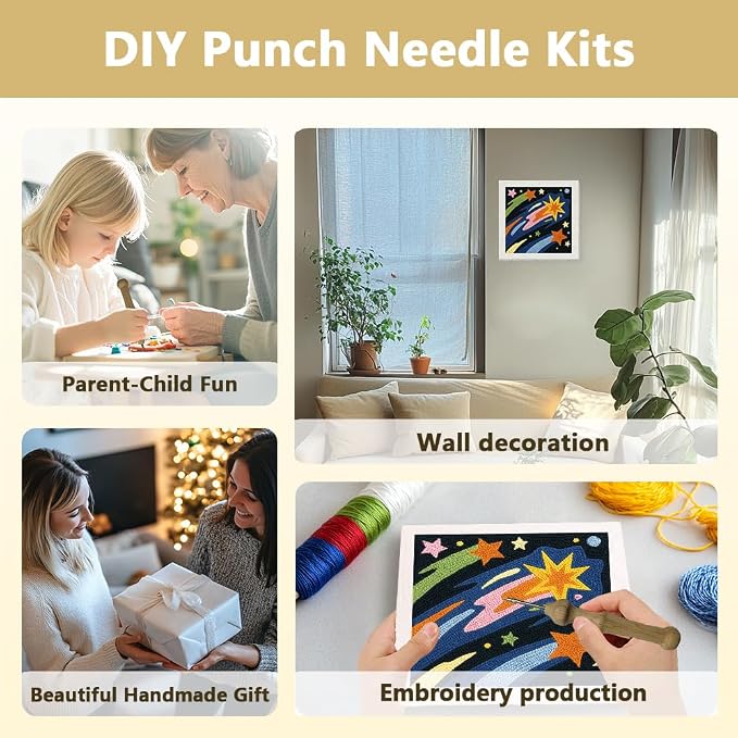 DOODLREAM Shooting Star DIY Punch Needle Embroidery Kit - Image 4