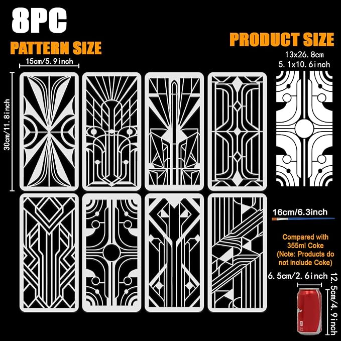 FINGERINSPIRE 8PCS Geometric Modern Decoration Painting Stencil - Image 2