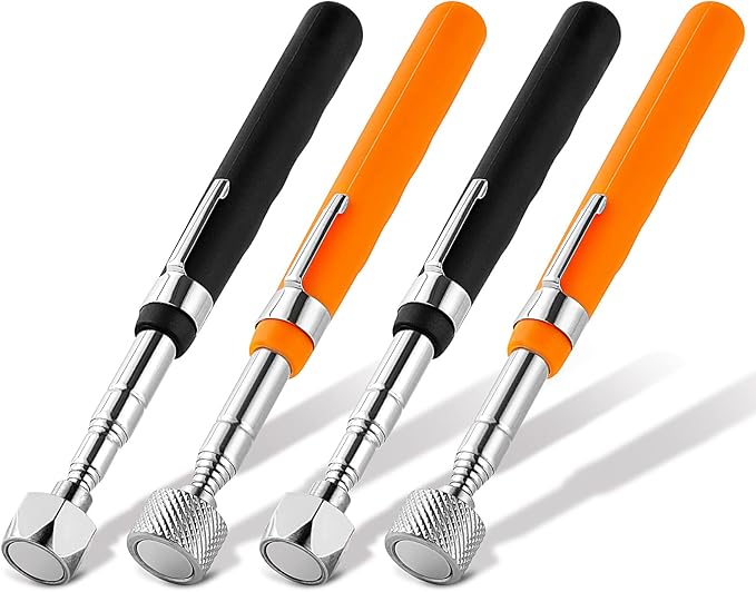 4 Pieces 20LBs Telescoping Magnetic Pickup Tool, with Pen Clip Design, Magnet Stick Rod Extendable 7" to 30.5" for Men, Birthday, Father's Day, Christmas Gift