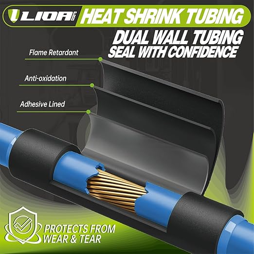 3:1 Dual Wall Adhesive Heat Shrink Tubing UL Listed & ROHS – Waterproof Electrical Insulation for Automotive, Marine Grade Wiring – Heavy Duty, High Temperature Resistant 1/4 in Red