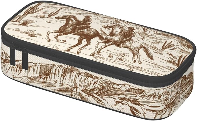Western Vintage Desert Cactus Cowboy Pencil Case Organizer Big Capacity Pencil - Image 2
