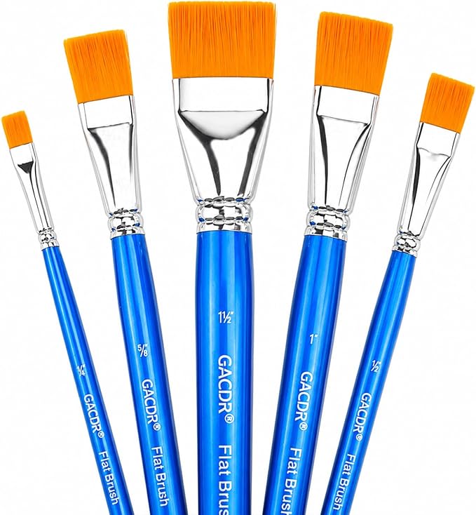 Flat Paint Brushes Set, Artist Flat Brush Set by GACDR
