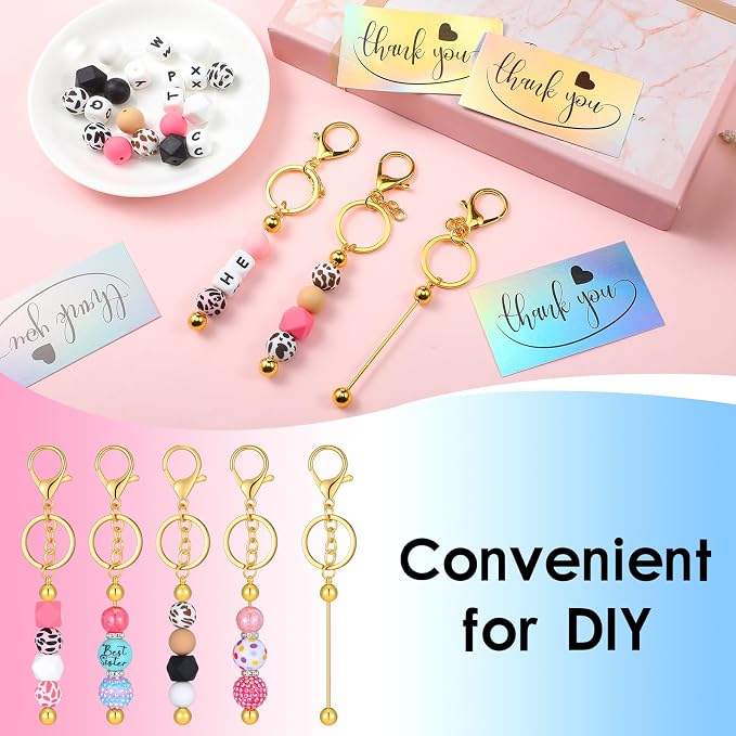Sasylvia 60 Pcs Beadable Keychain Bars Bulk Making Kit 20 Beaded Keychain 20 - Image 5