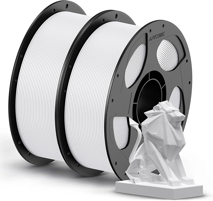 ANYCUBIC PETG Filament 1.75mm, 3D Printer Filament, Dimensional Accuracy +/- 0.02mm, Exceptional Toughness, Print with Most FDM 3D Printers, 1KG Reusable Spool, 2KG White+White
