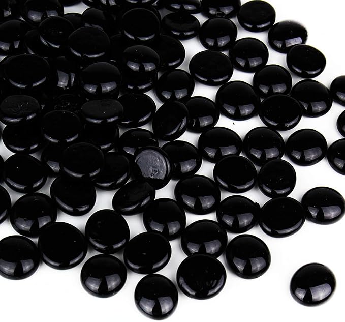 CYS EXCEL Black Glass Gemstone Beads Vase Fillers Flat Marble Beads Multiple by CYSEXCEL%C2%AE