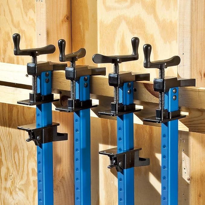 Sure-Foot 24” Bar Clamps for Woodworking – Heavy Duty Clamps w/Built-In Clamp Hook Locks to 3/4” Boards - Lightweight Aluminum Bar Clamp - Carpentry Tools And Accessories w/Stable Grip & Wide Foot