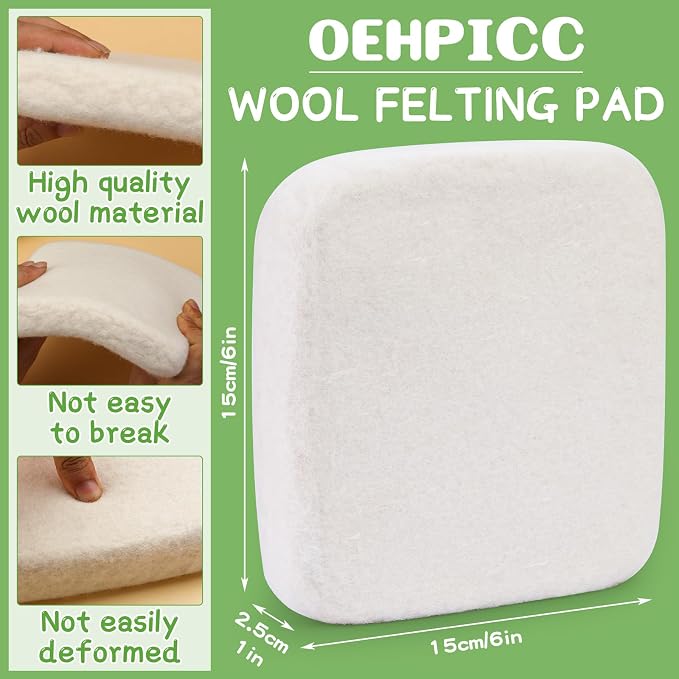 OEHPICC 128 Pcs Needle Felting Tool Kit, 6×6 Inch Wool Felting Pad, - Image 2