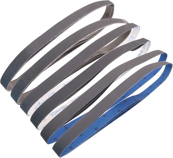 Taokyid 18 Pack 1 x 42 Inch Sanding Belts, 1x42 Silicon Carbide Sanding Belts, 3 Each of 120 240 400 600 800 1000 Grits Sander Belts for For Knife Sharpening and Metalworking, 1x42 Sanding Belts
