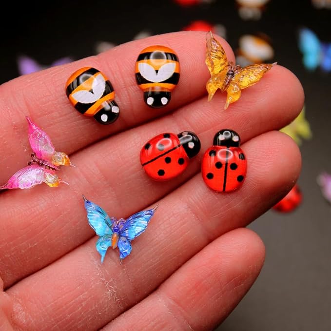 Miniature Micro Resin Ladybug Butterfly Bee Set, Dollhouse Miniature Flatback - Image 4