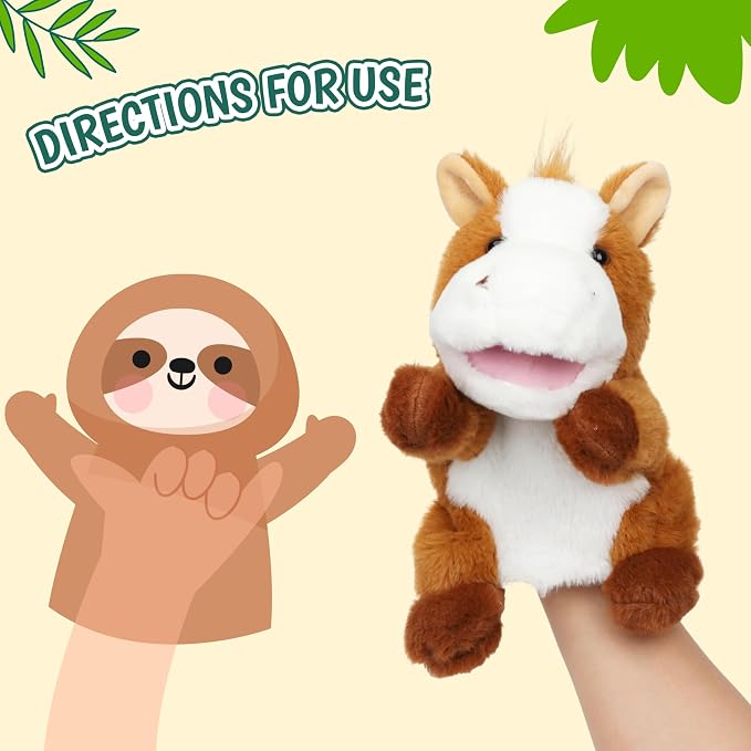 Easfan Horse Hand Puppet with Movable Mouth Interactive Storytelling Cute Soft - Image 3