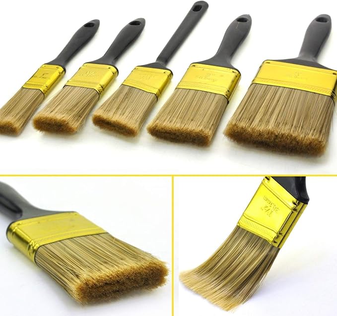 Great Andrew Paint Brushes, 5 Pack 1" 1.5" 2" 3" Flat 1.5" Angled | Paint Brush - Image 2
