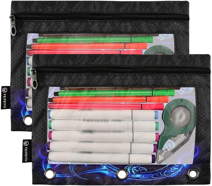 Custom Dragon Blue Black Pencil Pouch - Image 2