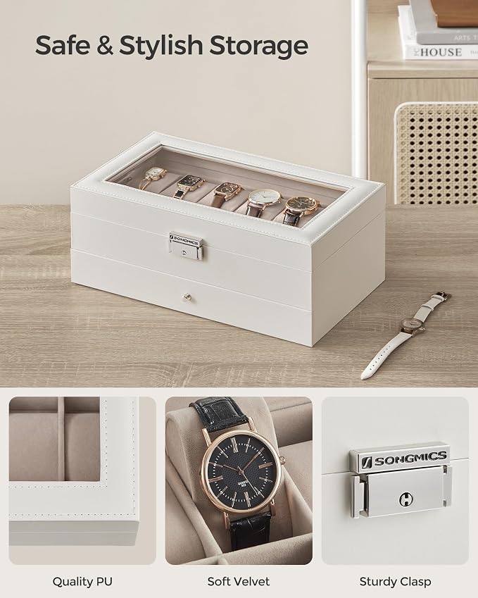 SONGMICS Watch Box, 12-Slot Watch Case Organizer - Image 3