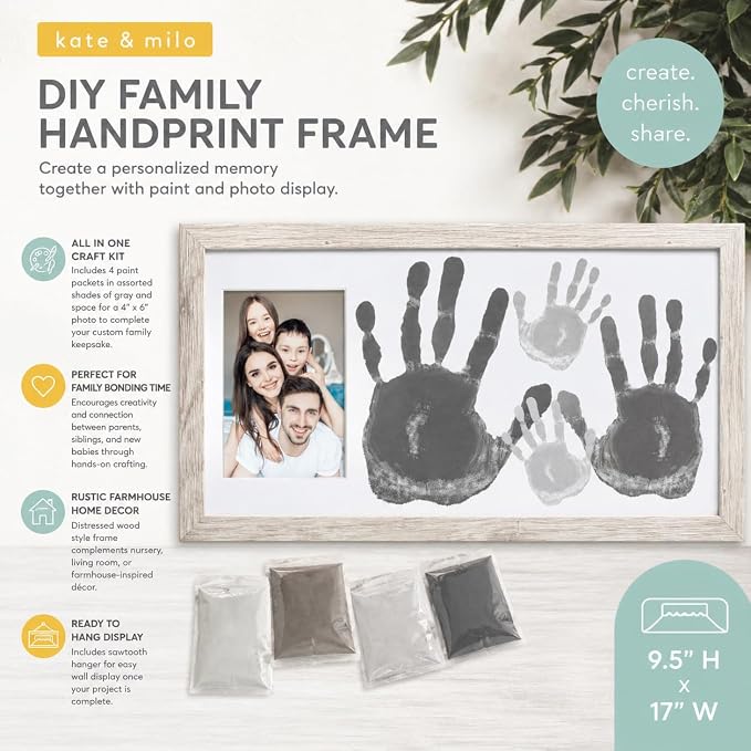 Kate & Milo DIY Family Handprint Frame Kit, Family Photo Keepsake, Kids Craft - Image 2