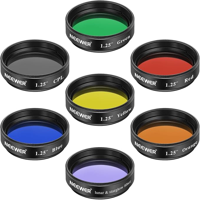 Neewer 1.25 inches Telescope Moon Filter, CPL Filter, 5 Color Filters Set by Neewer