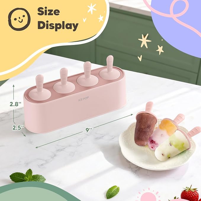 Popsicle Mold Set 4 Pieces Homemade Silicone Popsicle Maker Easy Release Ice - Image 5