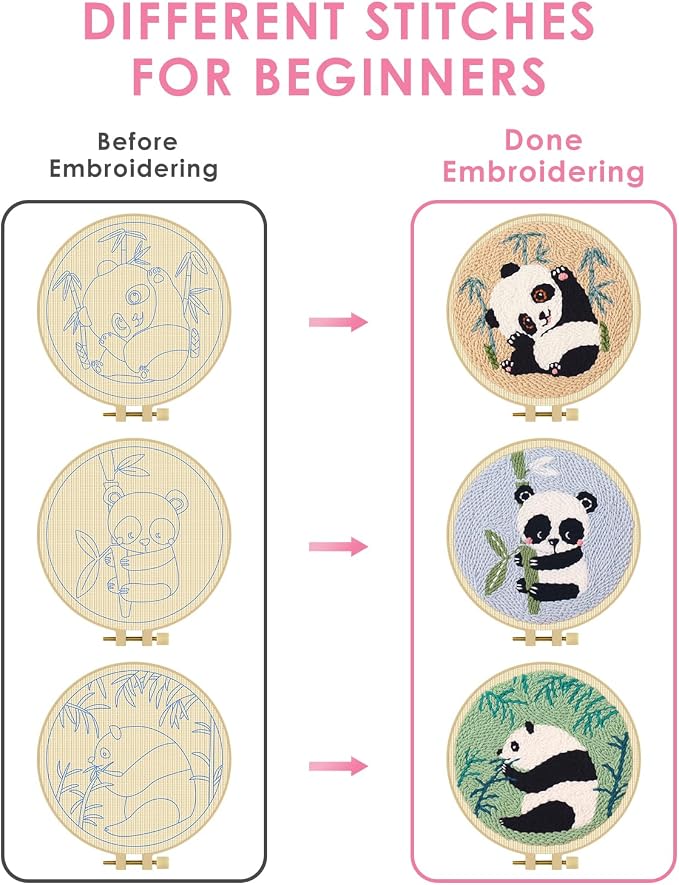 TINDTOP Punch Needle Kits, Panda Punch Embroidery Kits - Image 3