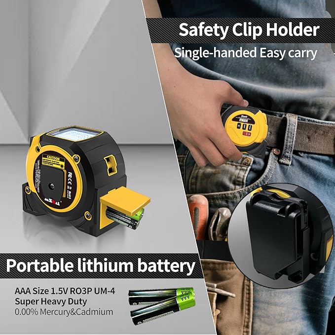 Laser Tape Measure 3 in 1 Laser Rangefinder Tape Measure 135ft Laser Measuring Tape & 16ft Tape Measure for Pythagorean, Area, Volum, Multi-Unit Conversion (Ft/Ft+in/in)