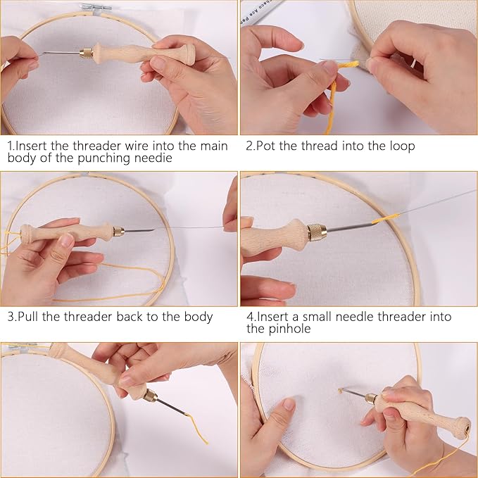 Pllieay Punch Needle, Wooden Punch Needle Tool, Adjustable Embroidery Punch - Image 5