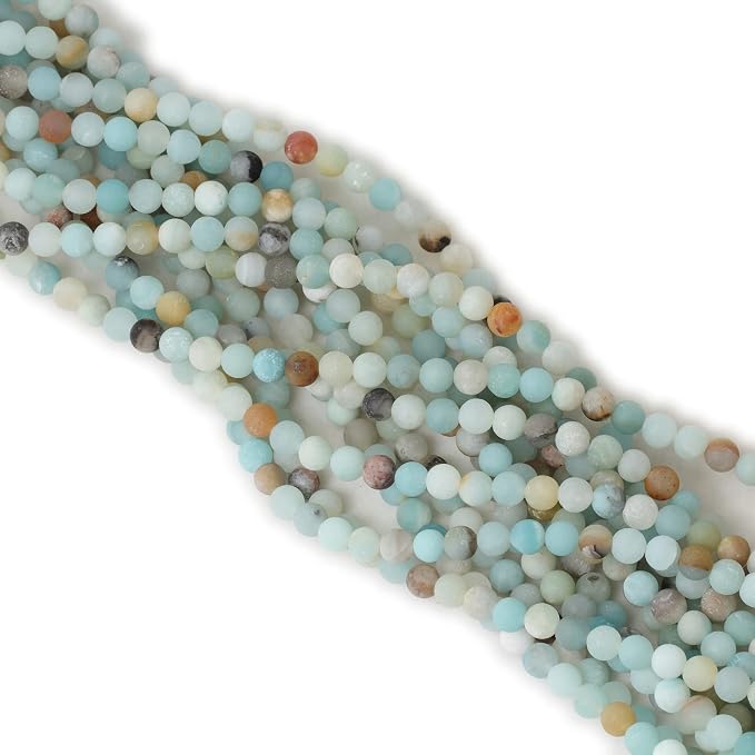 60PCS 6mm Natural Colorful Frosted Amazonite Gemstone Round Loose Beads Stone - Image 4