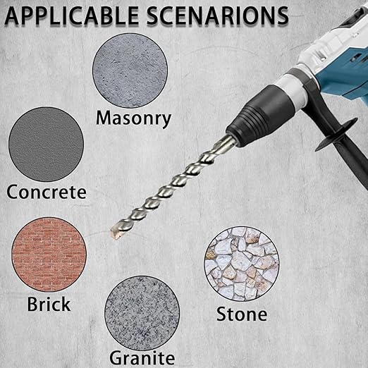 Direko SDS Plus Rotary Hammer Drill Bits 5-Piece Carbide-Tipped for Masonry，Concrete,Brick Granite etc (HD-A5/8 x12-5)