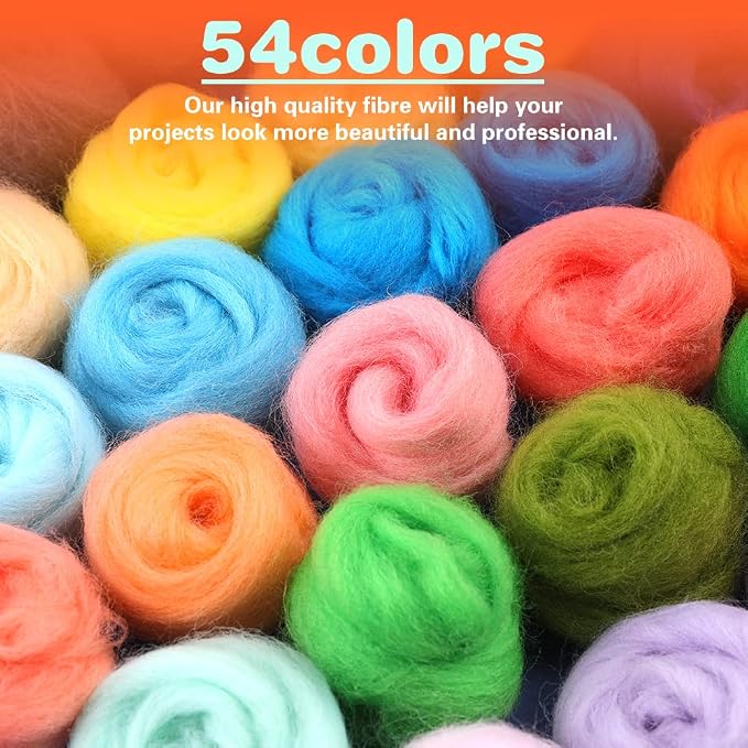 Mayboos 54 Colors Needle Felting Wool, 5.71oz Wool Roving Felting Fiber Wool - Image 3