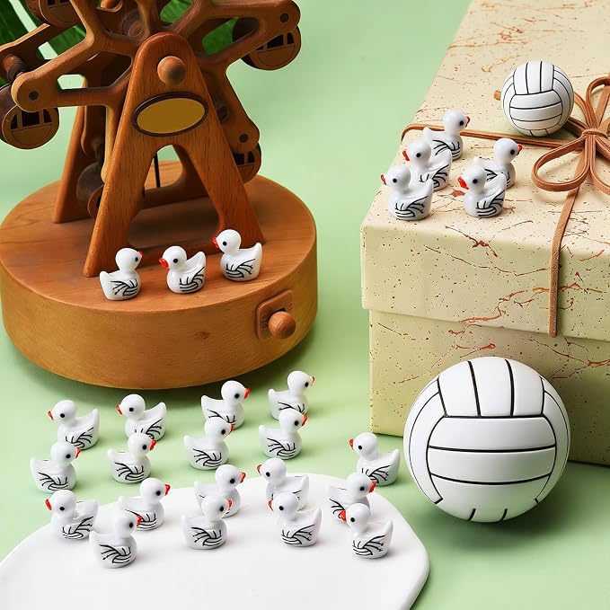 80 Pcs Mini Resin Volleyball Ducks, Small Figurines Bulk Tiny Sports Duck - Image 6