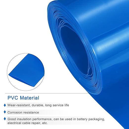MECCANIXITY Battery Wrap PVC Heat Shrink Tubing 26mm Dia 43mm Flat 20 Feet(6meters) Blue Good Insulation for Battery Pack