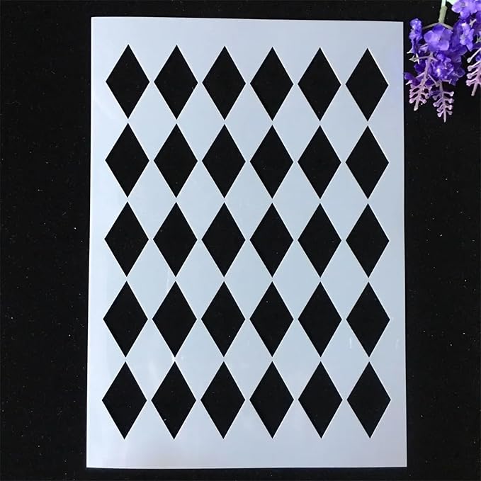 TIAMECH A4 Reusable Checkerboard Harlequin Stencil - Image 3