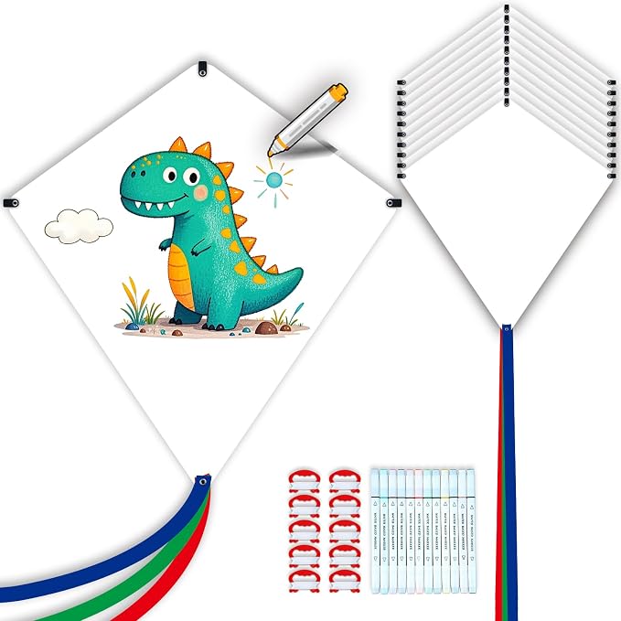 Ultimate Creative Kite Set: 10 Blank White Diamond Kites by DoinFly