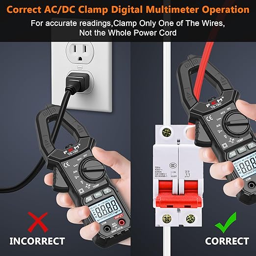 FKM Digital Clamp Meter Multimeter Tester TRMS 6000 Counts Auto-ranging Amp Smart Voltage Tester,for AC/DC Current,AC/DC Voltage,NCV Detection,Resistance,Capacitance,Continuity,Diode,Hz,Temp Test