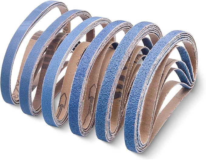 36 Pcs 1/2 x 18 Inch Sanding Belts for Metal, 1/2x18 Zirconia Belt Sander Sanding Belts, 6 Each of 40/60/80/100/120/240 Assorted Grits Sanding Belts for Air Belt Sander
