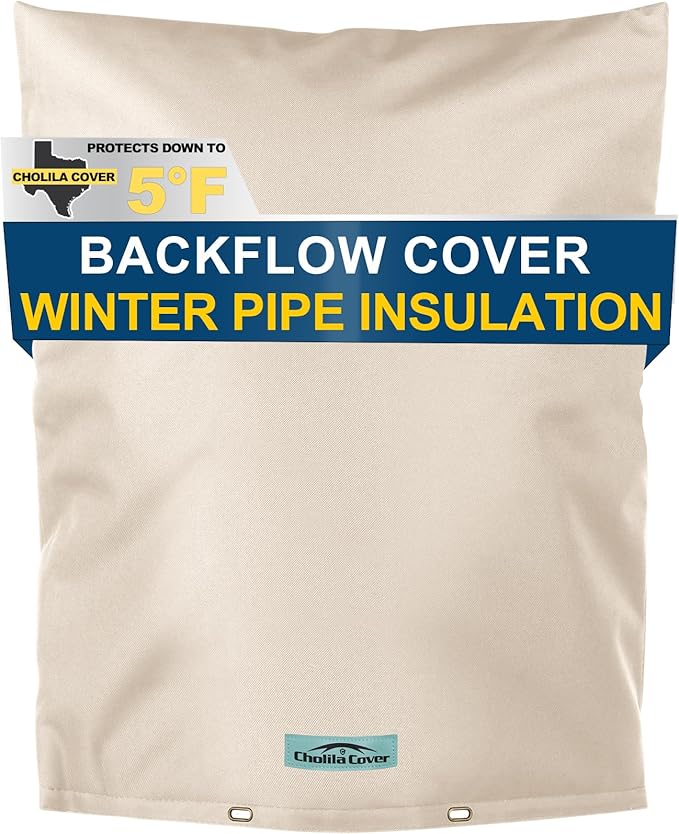 Backflow Preventer Cover Insulated (5˚F) with Thick 7 Layers Fabric, 14" W x 18" H with Aluminum Foil Layer Backflow Cover for Winter Pipe Freeze Protection, Sprinkler Covers for Outside
