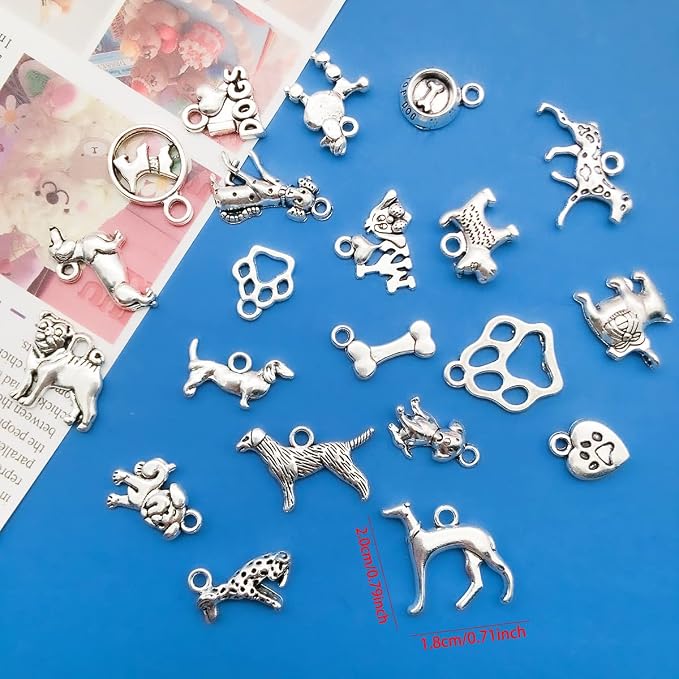 WOCRAFT 120pcs Antique Silver Dog Charm - Image 2