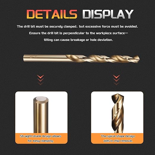 Drill Bit, 15/64" Cutting Diameter (5.953mm), 4241 HSS Gold 118° Cutting Angle Versatile Jobber Bits - (Applications: for Drilling Plastic Wood Soft Thin Metal), 10-Pieces