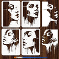FINGERINSPIRE 4 Styles Woman Stencils 8.3x11.7 Inch Water Drop Woman Stencils by FINGERINSPIRE