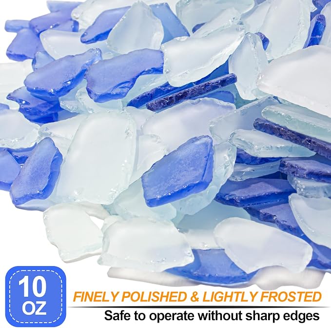 Keedolla Sea Glass for Crafts - 10 OZ Flat Frosted Seaglass Pieces Crushed for - Image 2