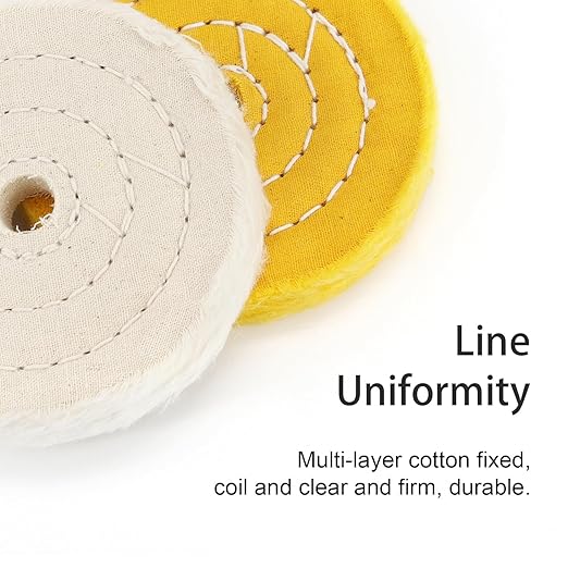 SCOTTCHEN 4" Buffing Polishing Wheel - 1/4" Handle, 1/2" Arbor Hole, Fine, Ultra Fine, Treated Yellow Cotton - 3pcs