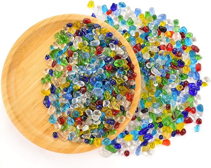 Rainbow Glass Stones, 1Lb/460g Irregular Sea Glass Pebbles Non-Toxic Artificial - Image 7