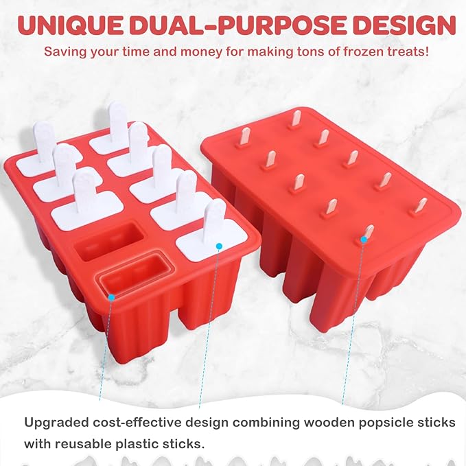 Miaowoof Homemade Popsicle Molds, 10-Cav Non-BPA Silicone Ice Pop Maker - Image 3