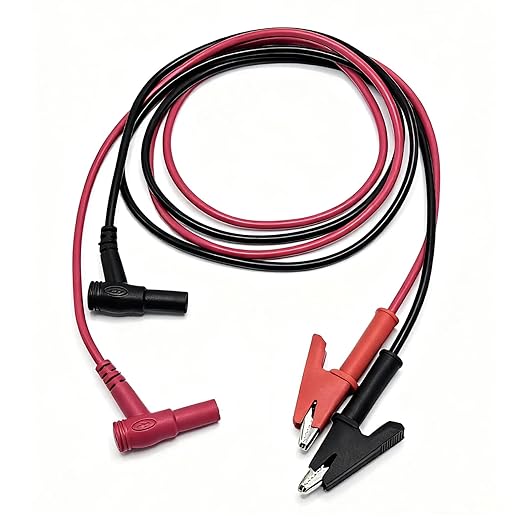 2Pcs 14 Gauge Multimeter Test Leads Right Angle Banana Plug to Alligator Clip, CAT III 1000V 10A Heavy Duty PVC Wire for Electrical Testing 3 Feet