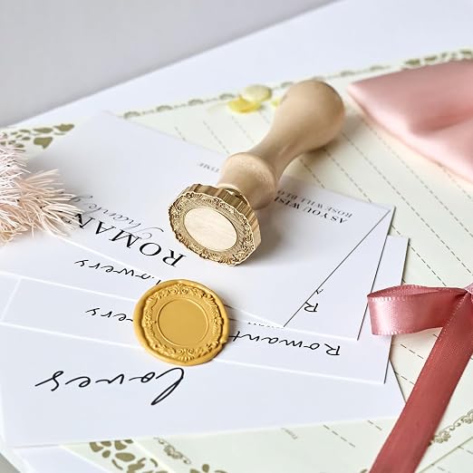 Frame Wax Seal Stamp, 3D Embossed Relief Carving Head and Wood Handle - Image 5