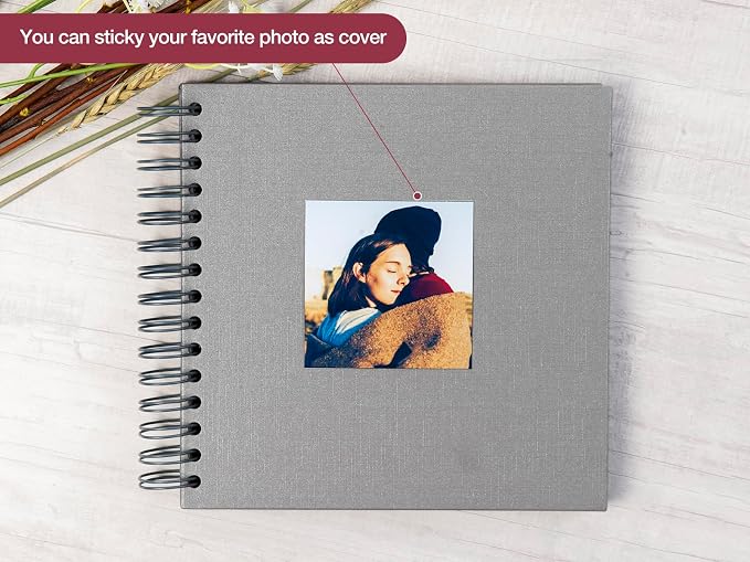 potricher 8 x 8 Inch DIY Scrapbook Photo Album 80 Pages Thick Kraft Blank Gray - Image 2